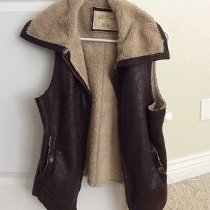 Leather and Sherpa vest